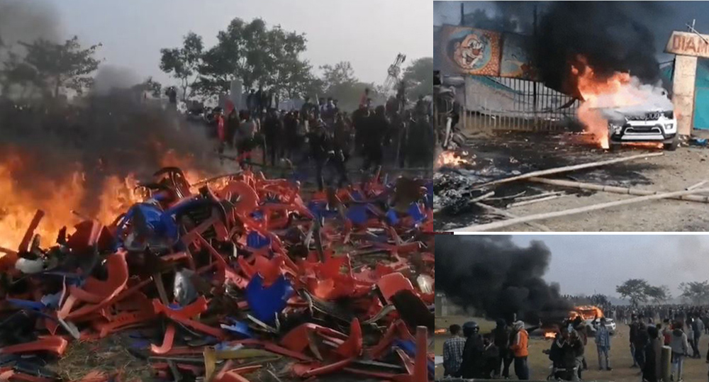 सुनसरीको बर्जु महोत्सवमा भोजपुरी कलाकार नआएको भन्दै आगजनी र तोडफोड