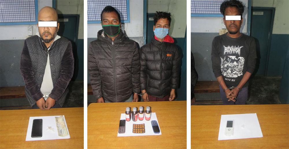 धरान-१४ बाट चारजना लागूऔषधसहित समातिए