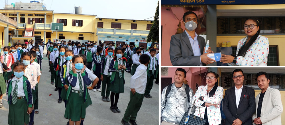 धरानको भानु स्मृतिका विद्यार्थीलाई मास्क र सेनिटाइजर वितरण