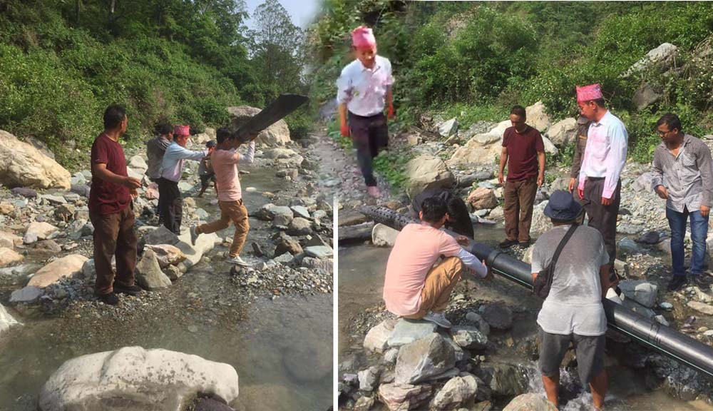 खानेपानीको मुहान चहार्दै धरानका मेयर साम्पाङ