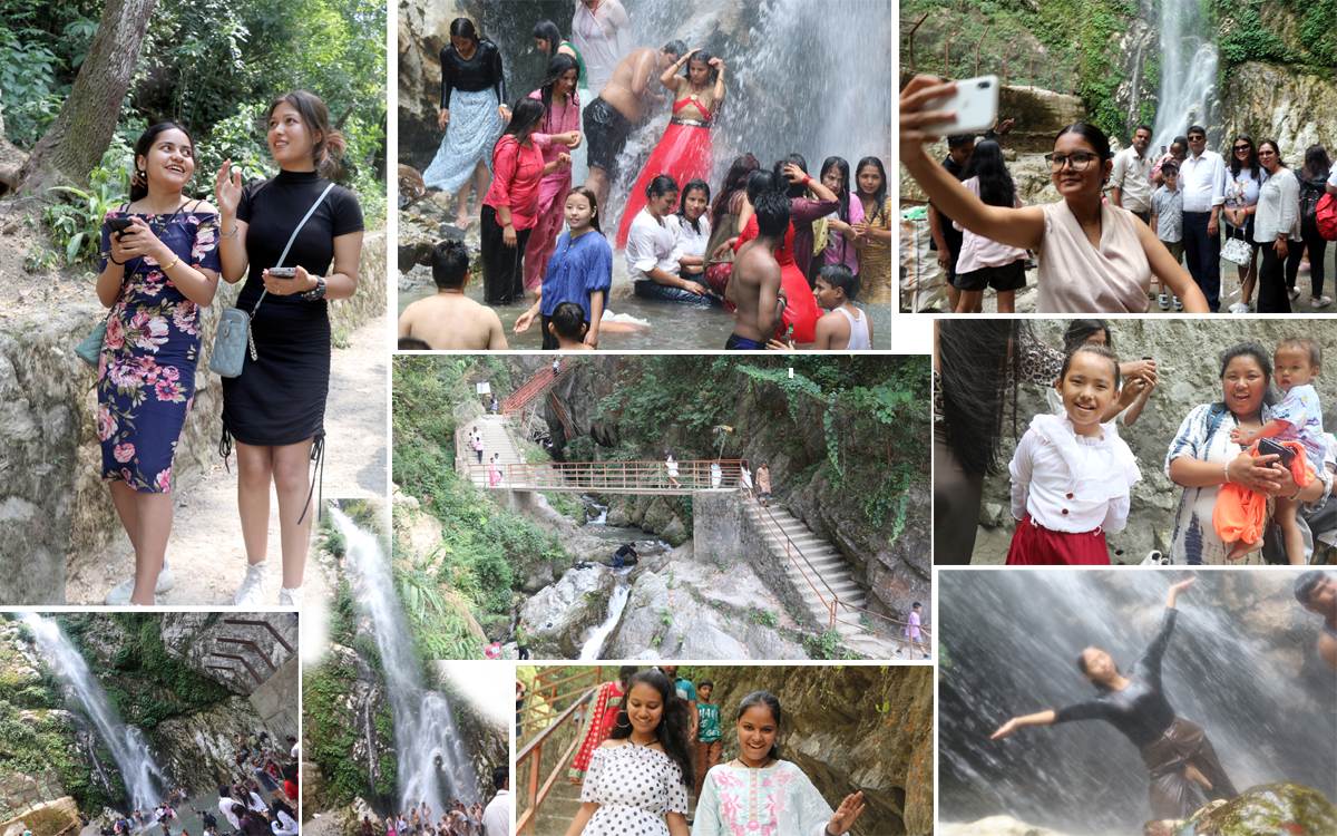 हपहपी गर्मीमा नमस्ते झरनाको पानीले तानेको पर्यटक,  घुइँचो, बाँदरले ढुंगा लडाउन थालेपछि खेदाउँदै गाउँपालिका (३३ तस्वीर र भिडियोसहित)