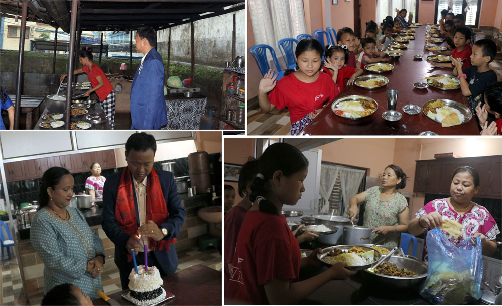 धरानका उपमेयर बेघाले आश्रममा मनाए जन्मदिन, त्यहीँ काटे केक, खुवाए मासुभात