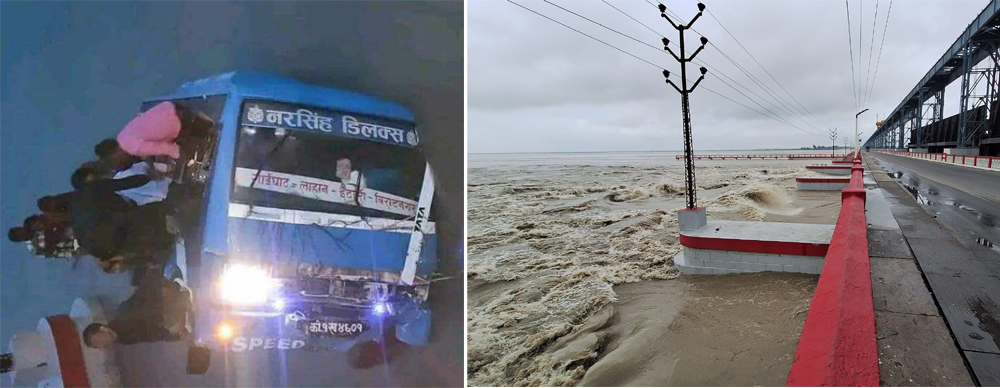 कोशी ब्यारेजबाट अनियन्त्रित भई खसेको बसका सबै यात्रुको सकुशल उद्दार