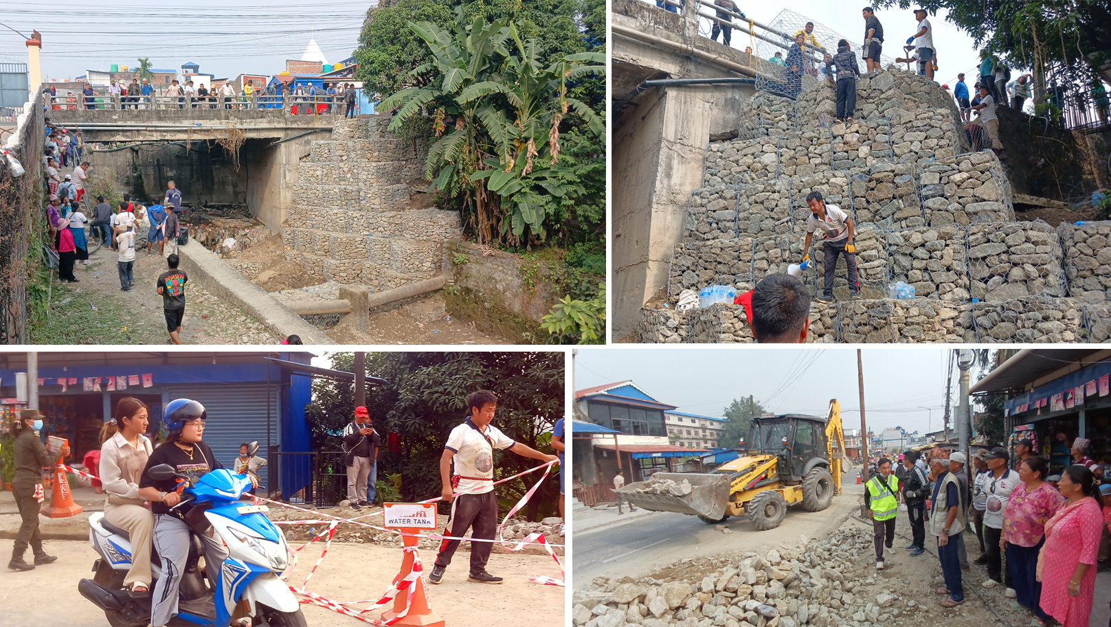 तस्वीरमा धरानमा भारी वर्षाले जोखिममा परेको पुल जोगाउन मेयर, वडाध्यक्ष र जनता कम्मर कसेर लागेको क्षण