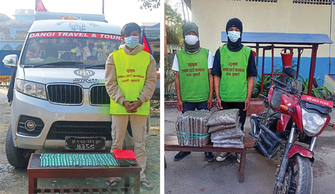 धरानको चिन्डेडाँडामा गाँजा ल्याउँदै गर्दा दुई युवा र इभी गाडीका चालक लागूऔषधसहित समातिए