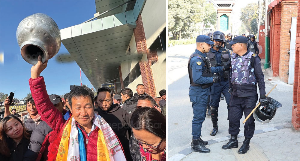धरानका मेयर हर्क साम्पाङ गाग्री प्रहरीलाई बुझाएर सिंहदरबार छिरे