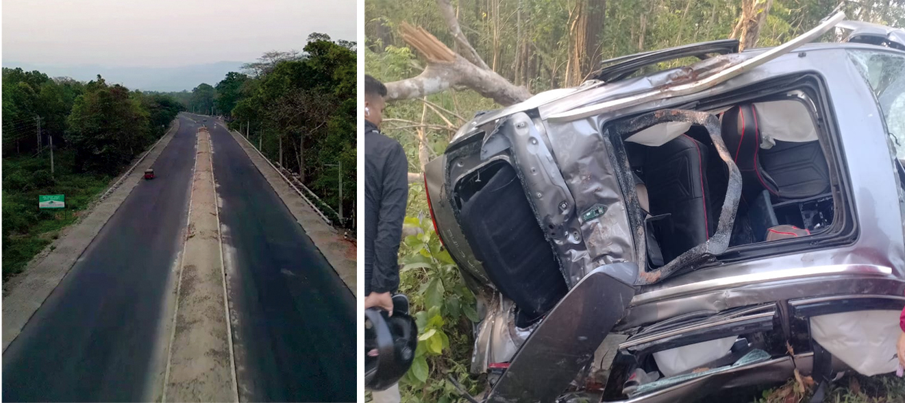 धरान-इटहरी सडकमा तीब्र गतिको कार दुर्घटनामा, रुखमा ठोक्किँदा एकजनाको मृत्यु, तीनजना घाइते