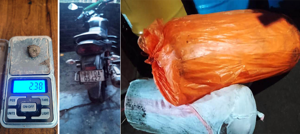 सुनसरीमा ब्राउन सुगर, गाँजा र लुकाएर राखेको मोटरसाइकलसहित समातिए
